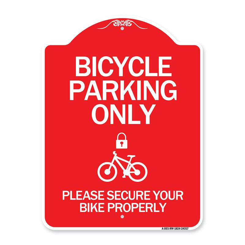 Signmission Designer Series Sign Bicycle Parking Only, Please Secure